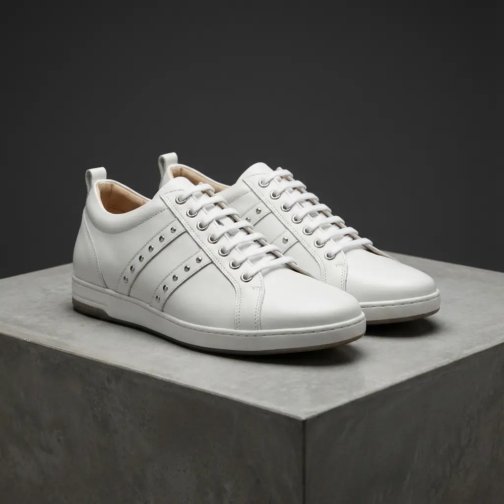 GOODOO MENS LUXURY LEATHER SHOES WHITE NEW IN BOX W/ CLEANING CLOTH & EXTRA LACE